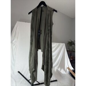People's Liberation Camo Open Duster Asymmetrical Waterfall Hem Boho Grunge XS